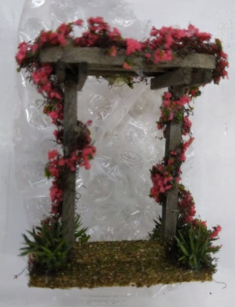 Creative Accents CA0432 Red Bougainvillea Garden Gate Arbor Approx. 2.5" Tall