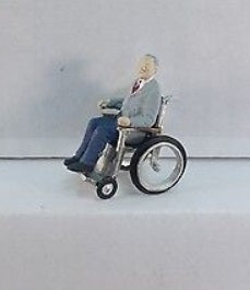 Arttista 1535 O Scale Older Man in Wheelchair Pewter Figure Hand Painted