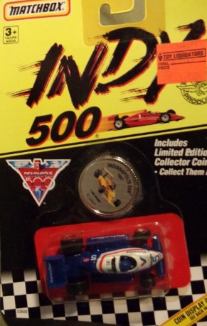 Matchbox 32600 1:64 Die Cast Indy 500 Valvoline #5 Car w/Al Unser Coin