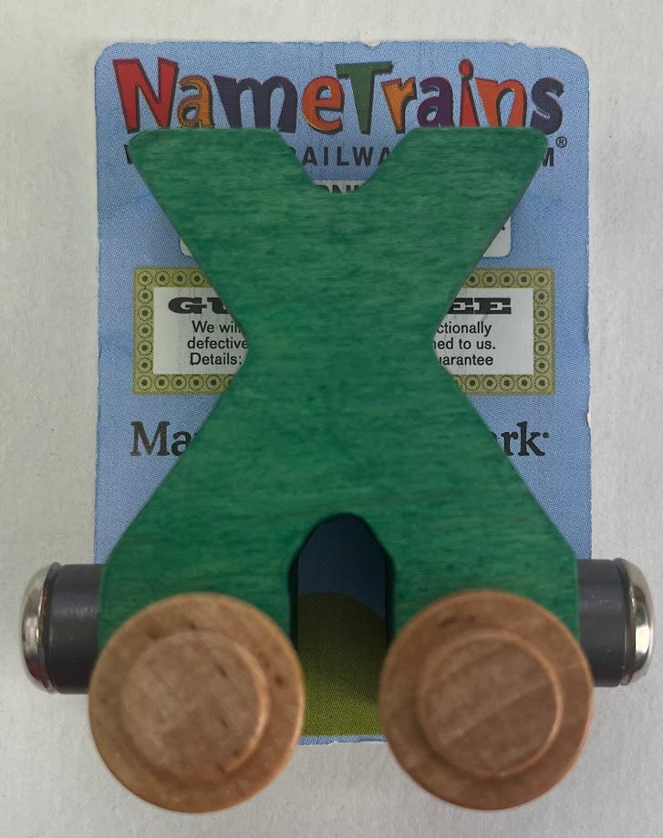 Maple Landmark Inc. 100245 NameTrains "X" Green Wooden Letter Car