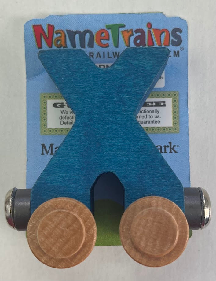 Maple Landmark Inc. 100245 NameTrains "X" Blue Wooden Letter Car