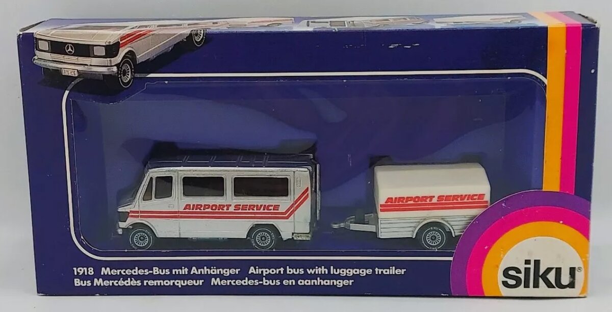 Siku 1918 1:55 Mercedes Benz Airport Service Minibus & Luggage Trailer