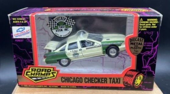 Road Champs 6430-61 1:43 Chicago Checker Taxi Die-Cast Metal & Plastic Parts
