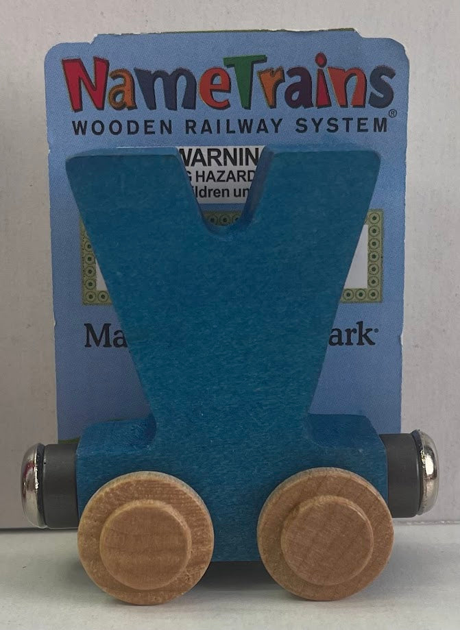 Maple Landmark Inc. 100221 NameTrains "V" Blue Wooden Letter Car