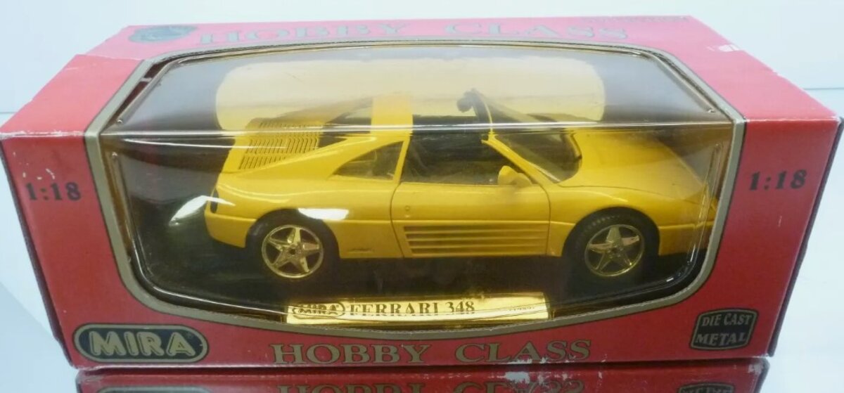 Mira 6102 1:18 Die Cast Bright Yellow Ferrari 348 TS