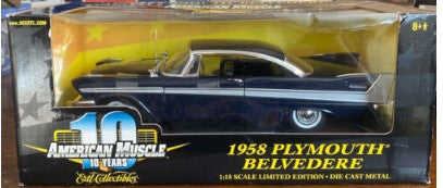Ertl 36428 1:18 Die Cast American Muscle Dark Blue 1958 Plymouth Belvedere