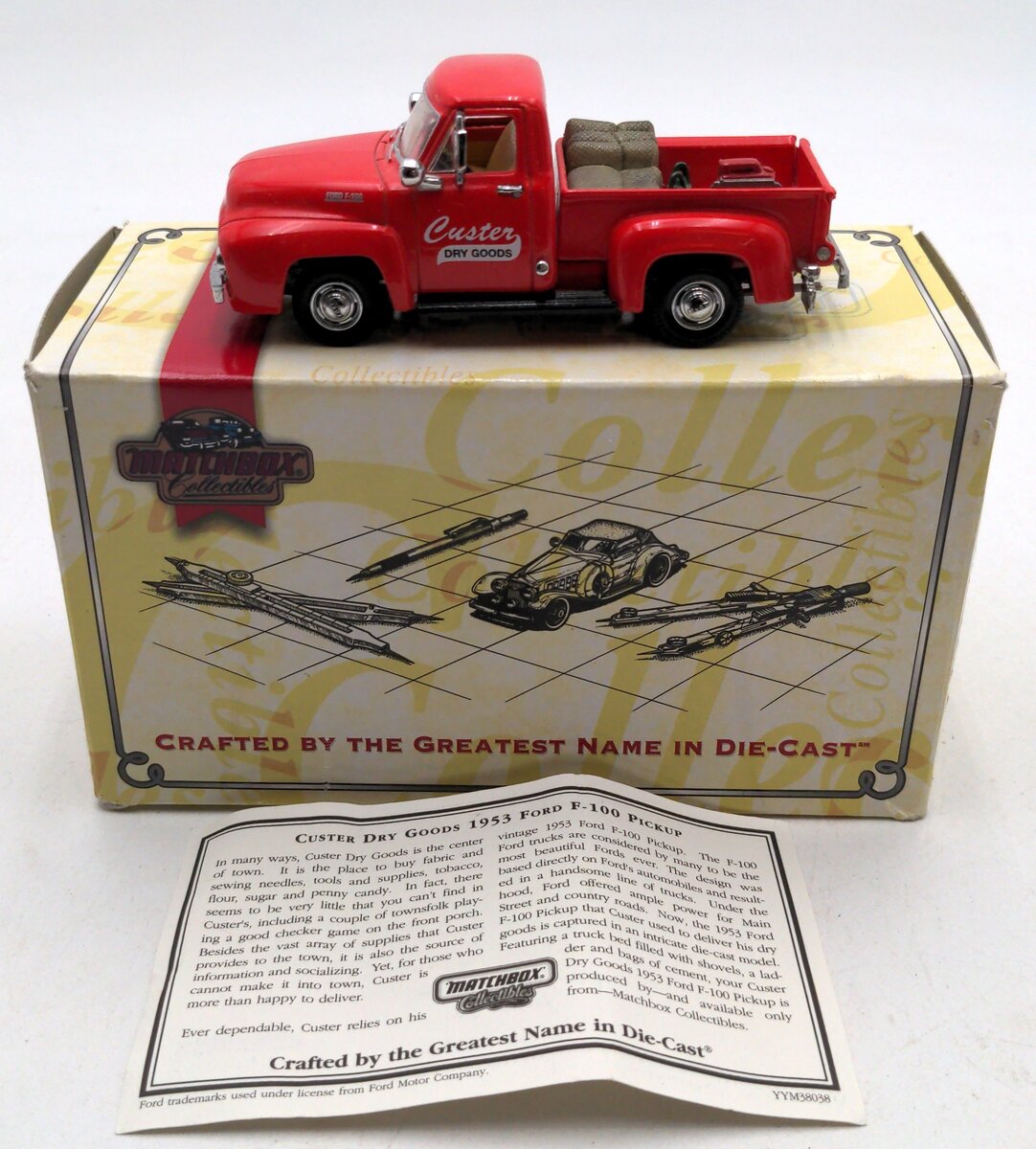 Matchbox YYM38038 1:43 Custer Dry Goods 1953 Ford F-100 Pickup Truck Diecast