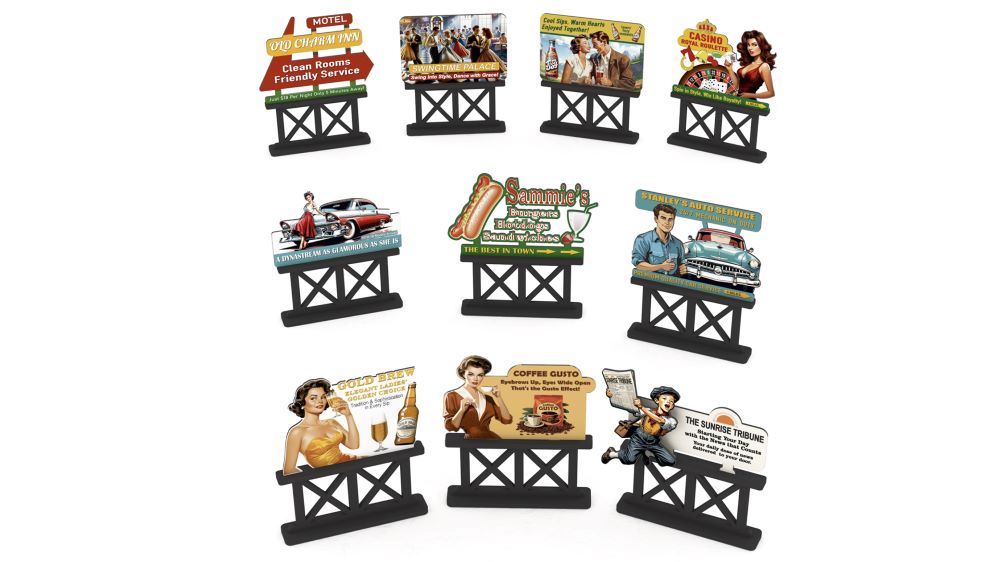 Bachmann 39128 HO 1950's Billboard Kits (Set of 10)