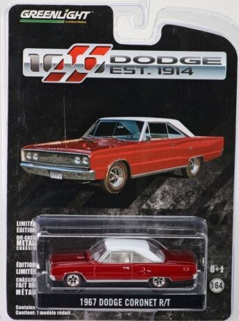 Greenlight Collectibles 27770 1:64 Diecast Red & White 1967 Dodge Coronet R/T