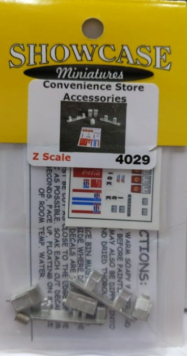 Showcase Miniatures 4029 Z Scale Convenience Store Metal Accessories W/Decals
