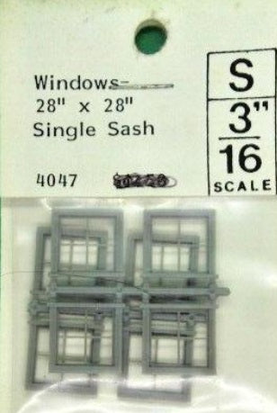 Grandt Line 4047 S Scale Single Sash Windows 28" X 28" 4 Panel