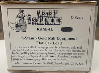 Western Scale Models SE-1L O 5-Stamp Gold Mill Equipment Flat Car Load Kit
