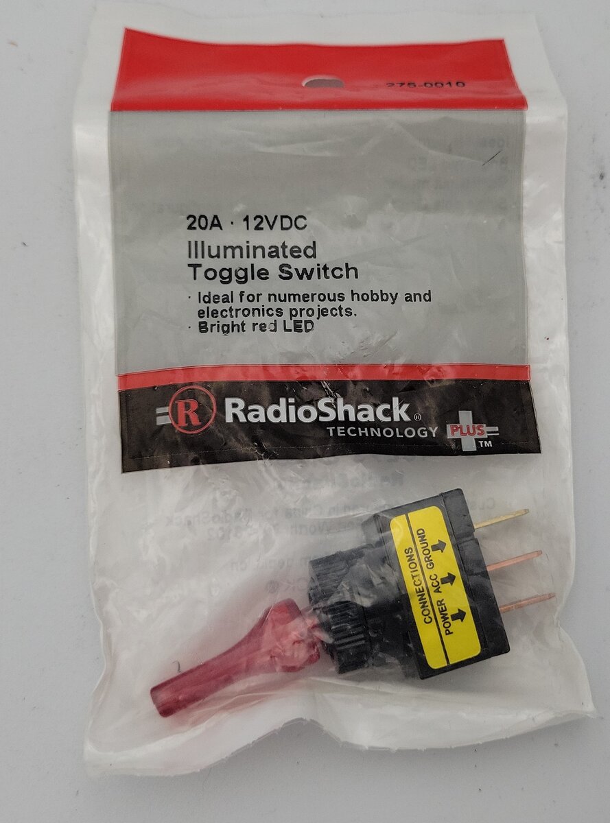 Radio Shack 2750010 SPST Red Flat Lever Illuminated On/Off Toggle Switch