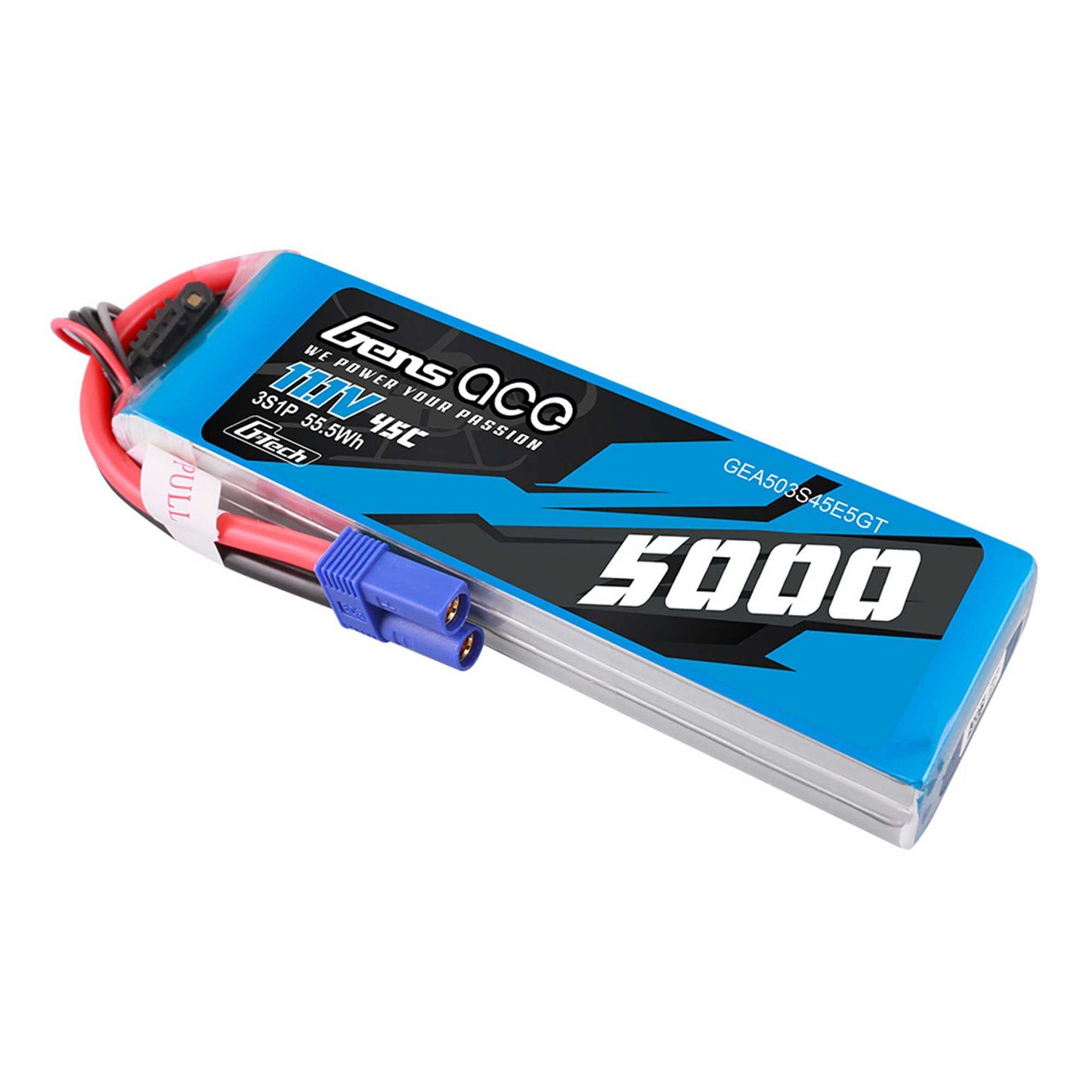 Gens Ace 503S45E5GT 11.1V 5000mAh 3S 45C G-Tech Smart LiPo Battery with Deans