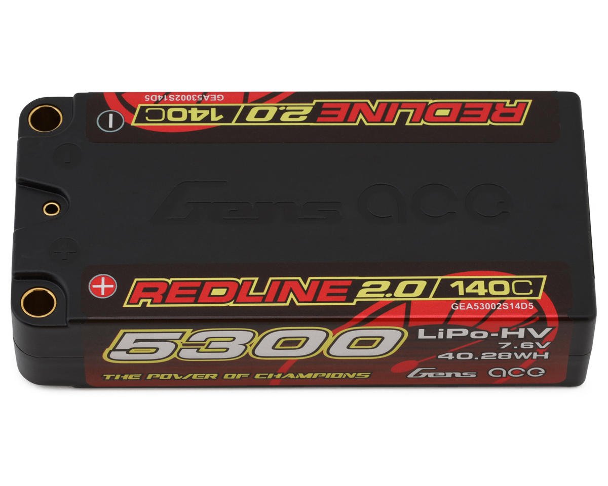 Gens Ace 53002S14D5 140C 7.6V/5300mAh Redline 2.0 2S Shorty LiHV Battery