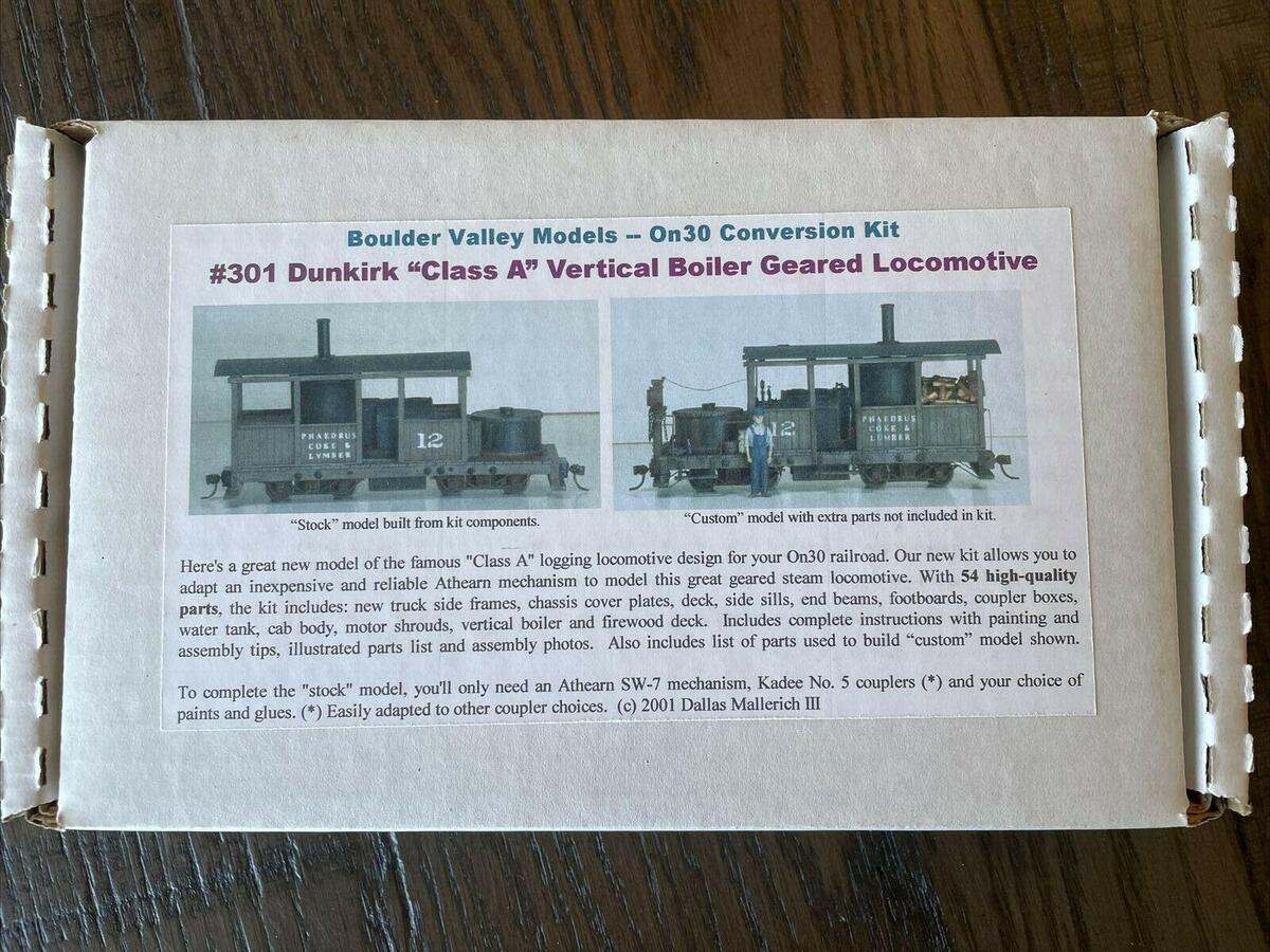 Boulder Valley 301 On30 Open-cab Dunkirk Geared Steam Locomotive Kit