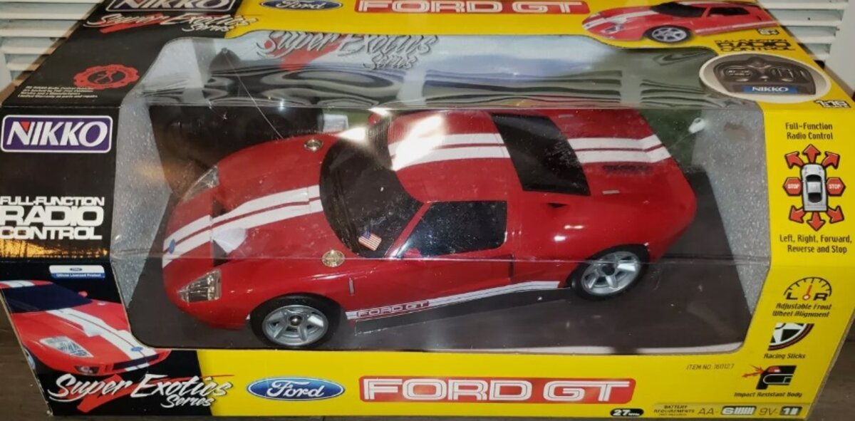 Nikko 160127 1:16 Red W/White Stripes Ford GT Car Full Function Radio Control