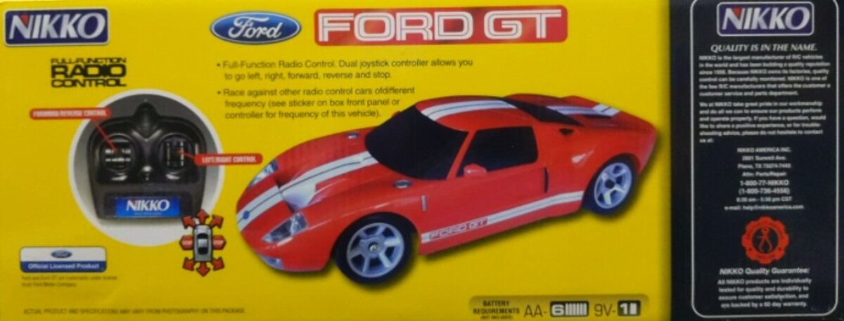 Nikko 160127 1:16 Red W/White Stripes Ford GT Car Full Function Radio Control