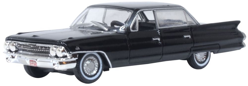 Oxford Diecast 87CSD61004 HO Ebony 1961 Cadillac Sedan De Ville Car