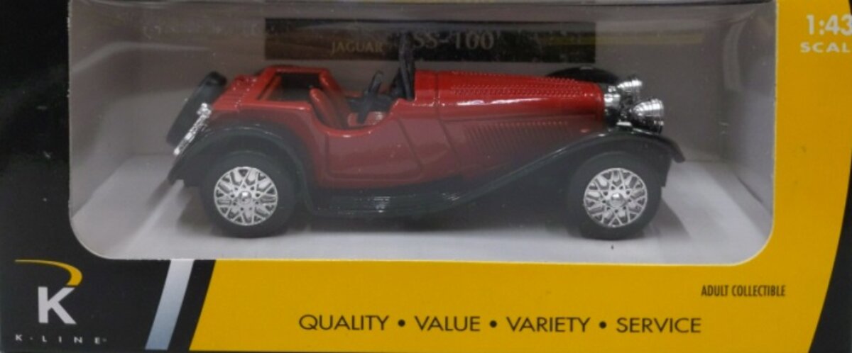 K-Line 48008 1:43 Kruisers Red & Black 1937 Jaguar SS-100 Diecast LN/Box
