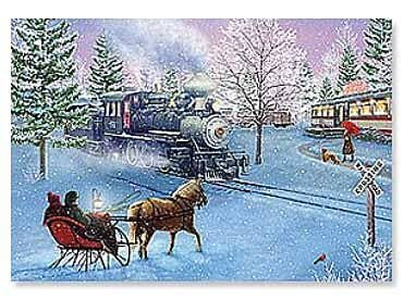 Train Enthusiast Vendors 76251 Steam Loco and Sleigh Christmas Cards (Set of 10)