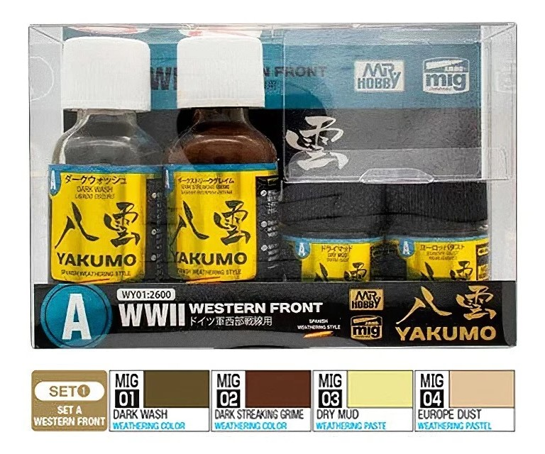 Gunze WY01 Mr. Weathering Color Paint - WWII Western Front Yakumo Color Set A