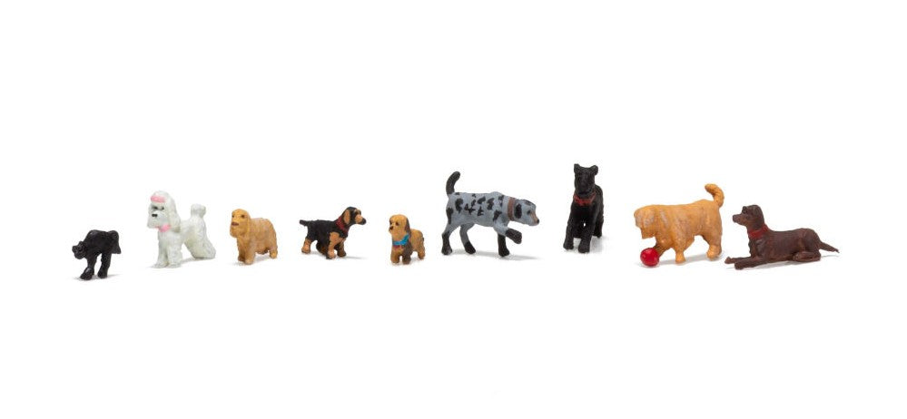 Woodland Scenics A1972 HO Scenic Accents: Cat & Dogs Figures (Set of 9)