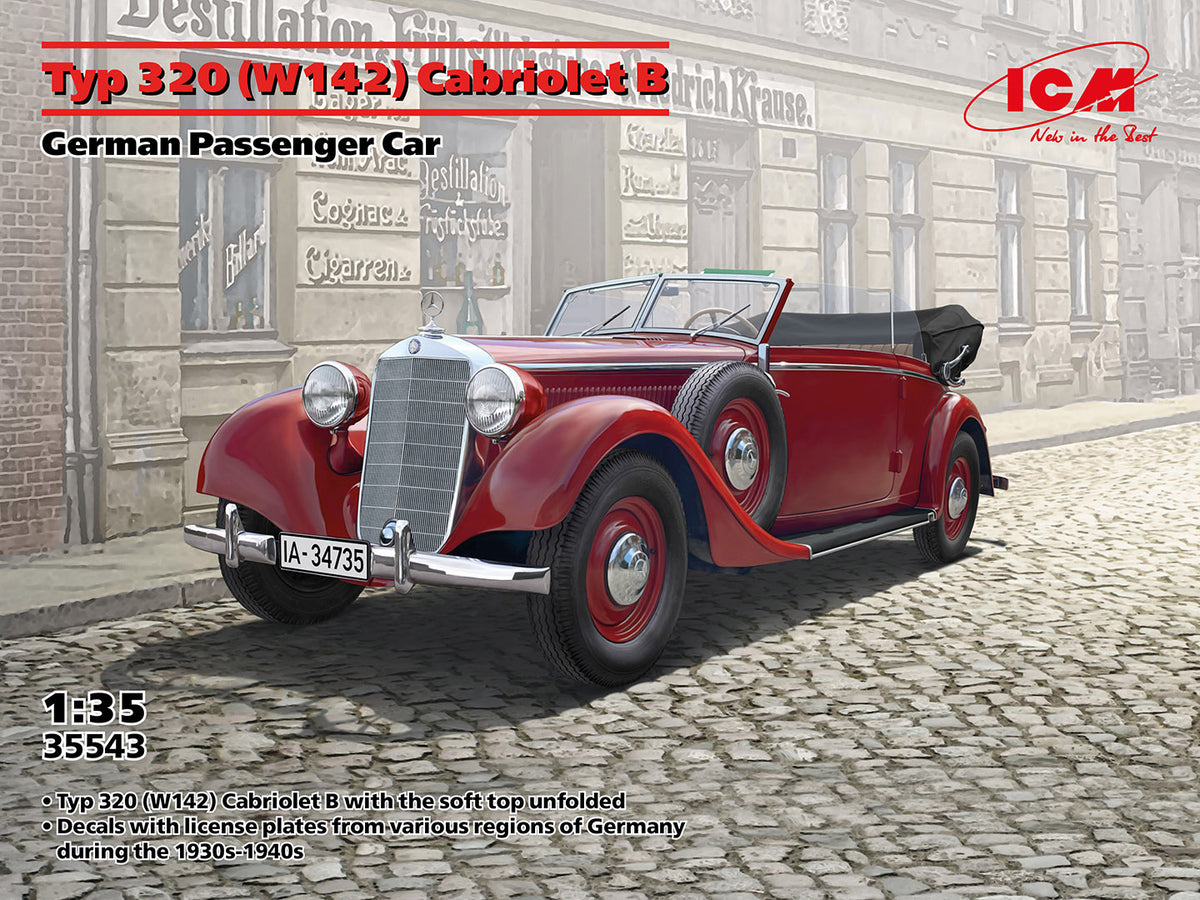 ICM 35543 1:35 Typ 320 (W142) Cabriolet B German Passenger Car Plastic Model Kit