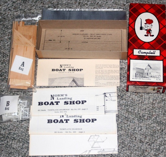 Campbell Scale Models 396-1595  HO Scale Norm's Landing Boat Shop Kit