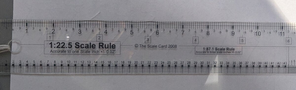 The Scale Card 1:22.5 Clear Plastic Scale Ruler