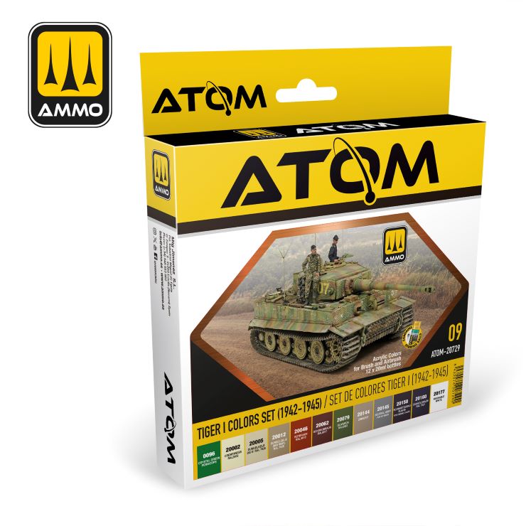 Mig Jimenez 20729 Atom: Tiger I 1942-45 Tank Acrylic Paints (Set of 12)