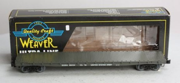 Weaver U2519LD O Scale US Army 50' Flatcar 3 Rail Road # 38457