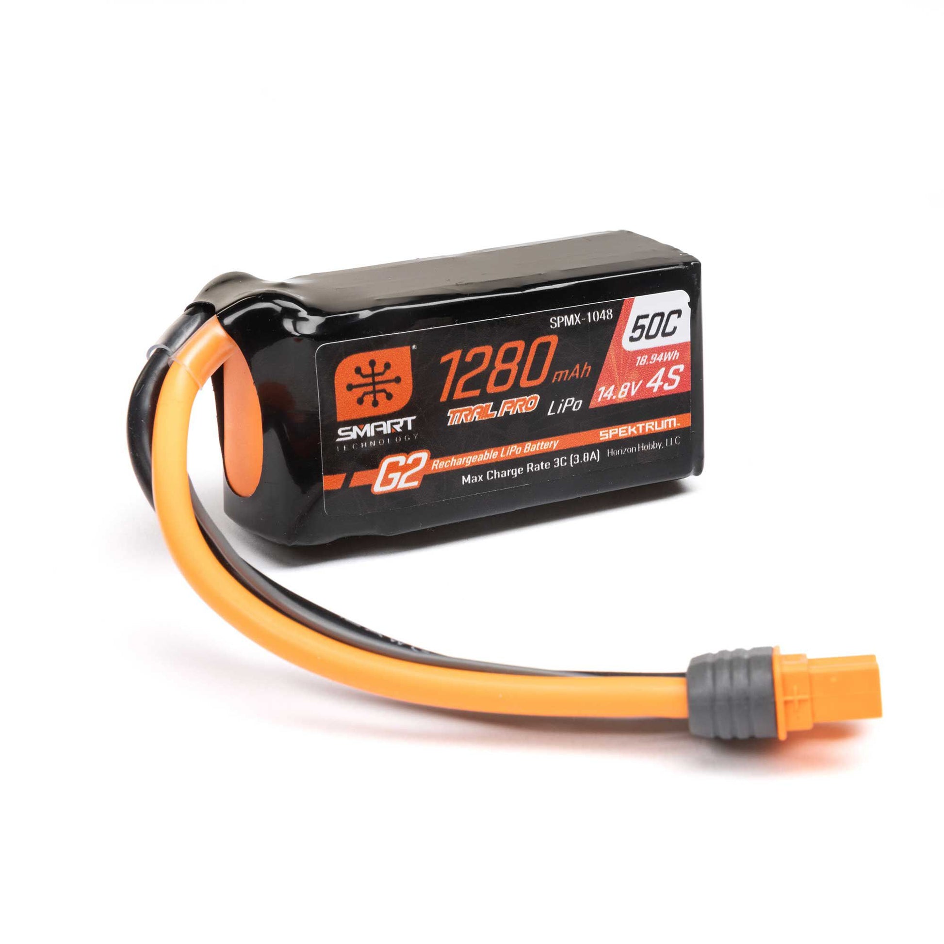 Spektrum X-1048 IC3 14.8V 1280mAh 4S 50C Smart G2 Trail Pro LiPo Battery
