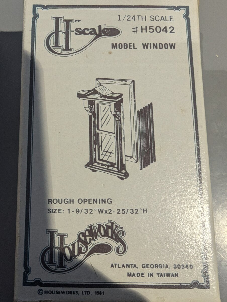 Houseworks H5042 1/24th Scale Rough Opening Model Window 1-9/32" W x2-25/32" H
