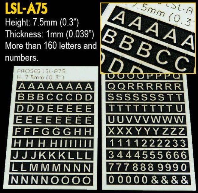 Proses Model Railway LSL-A75 All Scales Letters Height 0.3" Thinckness 0.039"
