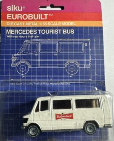 Siku 1624 1:55 White Eurobuilt Mercedes Tourist Bus Budweiser Cruiser Die Cast