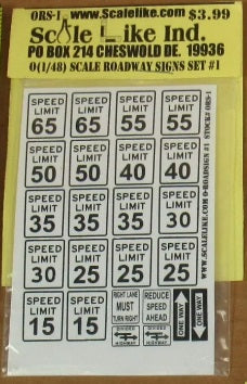 Acme ORS-1 O Scale Scale Like Roadway Signs Set # 1