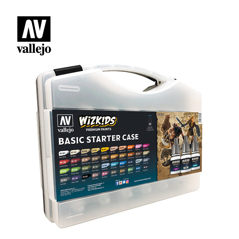 Vallejo Paint 80260 Wizkids Basic Starter Case Acrylic Paint (Set of 40)