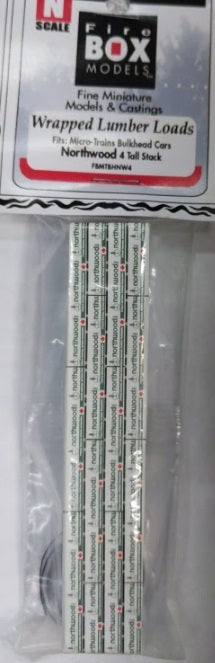 Firebox Models TBHNW4 N Scale Northwood Wrapped Lumber Load 4 Tall Stack