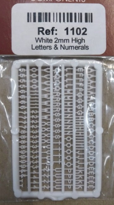 Slater's 1102  White 2 mm High Plastic Letters & Numerals