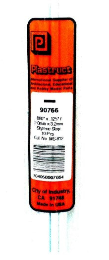 Plastruct 90766 Styrene Strips .080" x .125" (10 Pieces)