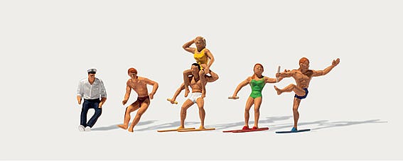 Merten 212534 HO Motor Boat Drivers and Water Skiers (Set of 6)