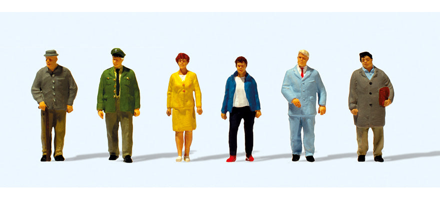 Preiser 10768 HO Passers-By and a Police Officer Figures (Set of 6)