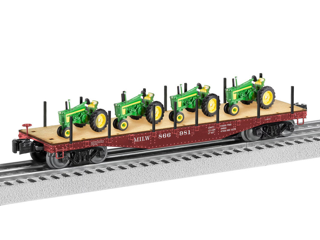 Lionel 2426140 O Milwaukee Road 40' Flatcar with John Deere Tractor Load