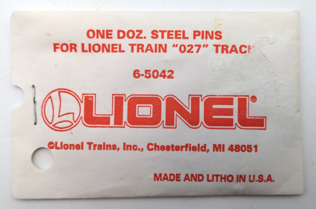 Lionel 6-5042 Lionel O27 Gauge Steel Track Pin (Envelope of 12)