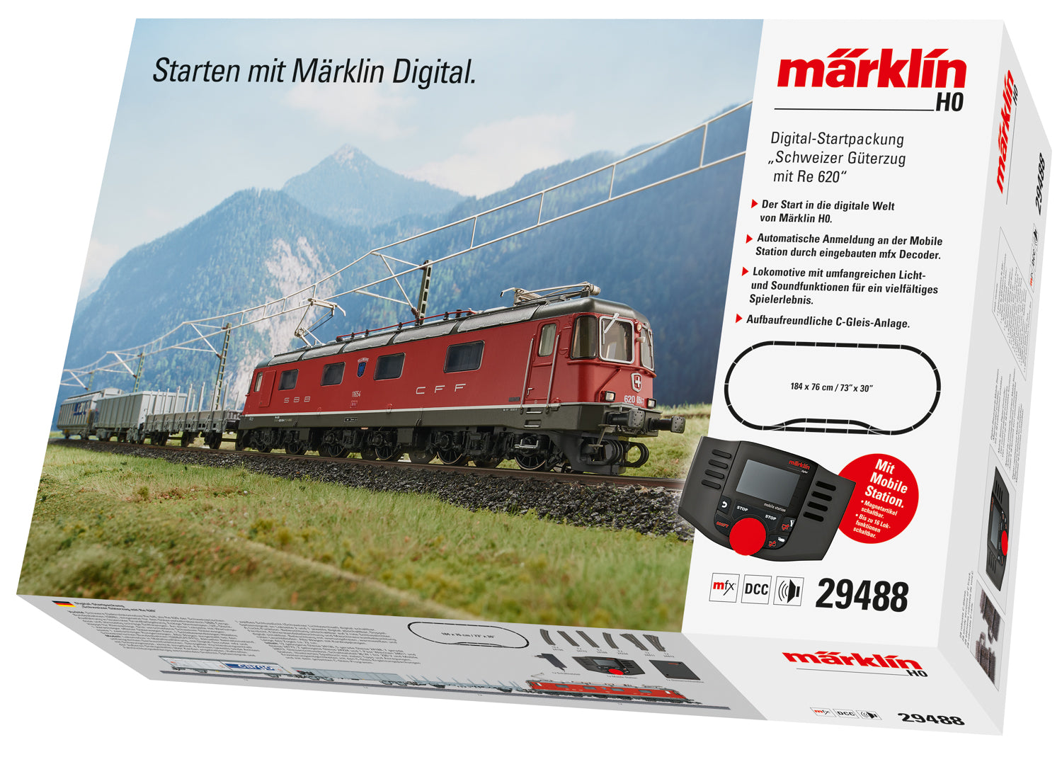 Marklin 29488 HO SBB Re 6/6 & Re 620 Electric Freight Digital Starter Set