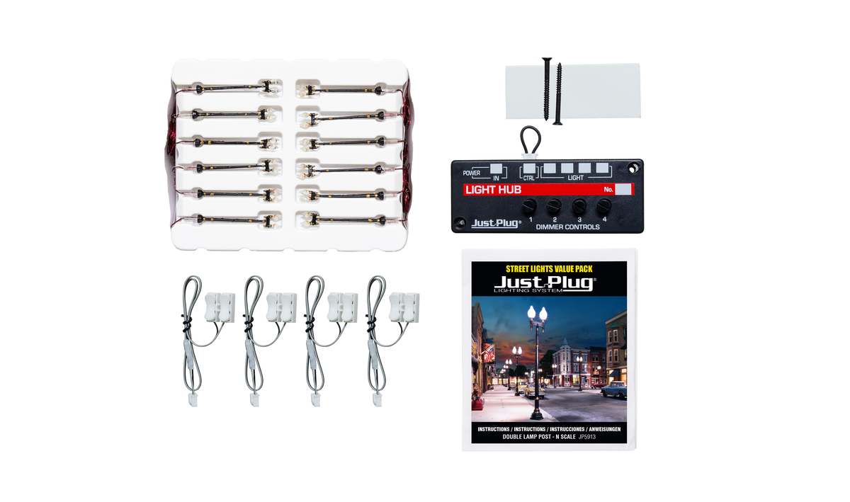 Woodland Scenics JP5913 N Double Lamp Post Value Pack (Pack of 12)