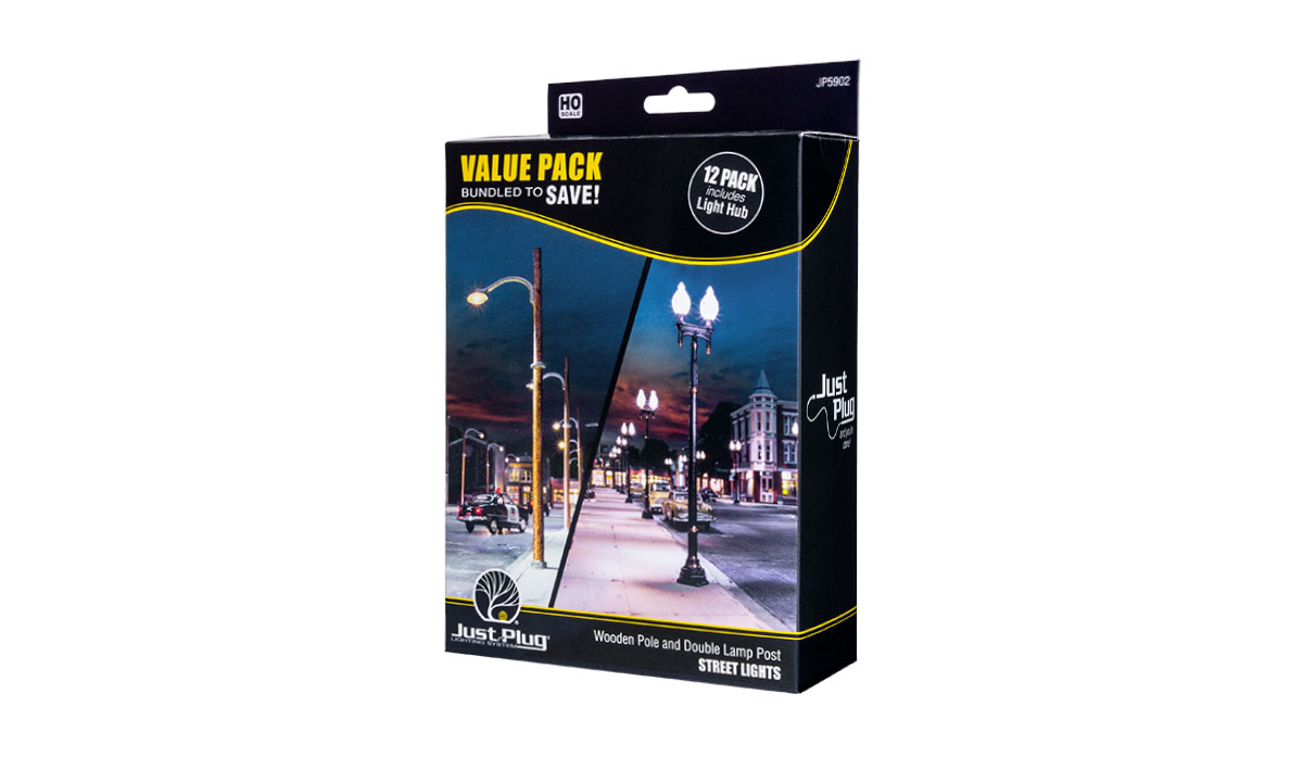 Woodland Scenics JP5902 HO Double Lamp & Wooden Pole Value Pack (Pack of 12)