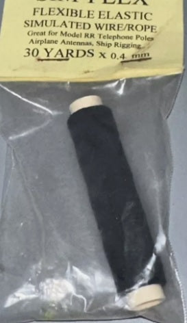 Acme 30 Black Sim-Flex Flexible Elastic Simulated Wire/Rope 30 Yards x 0.4 mm