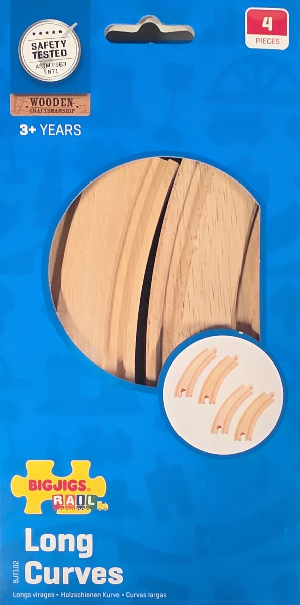 Big Jig Rails BJT102 Wooden Long Curves Track Set